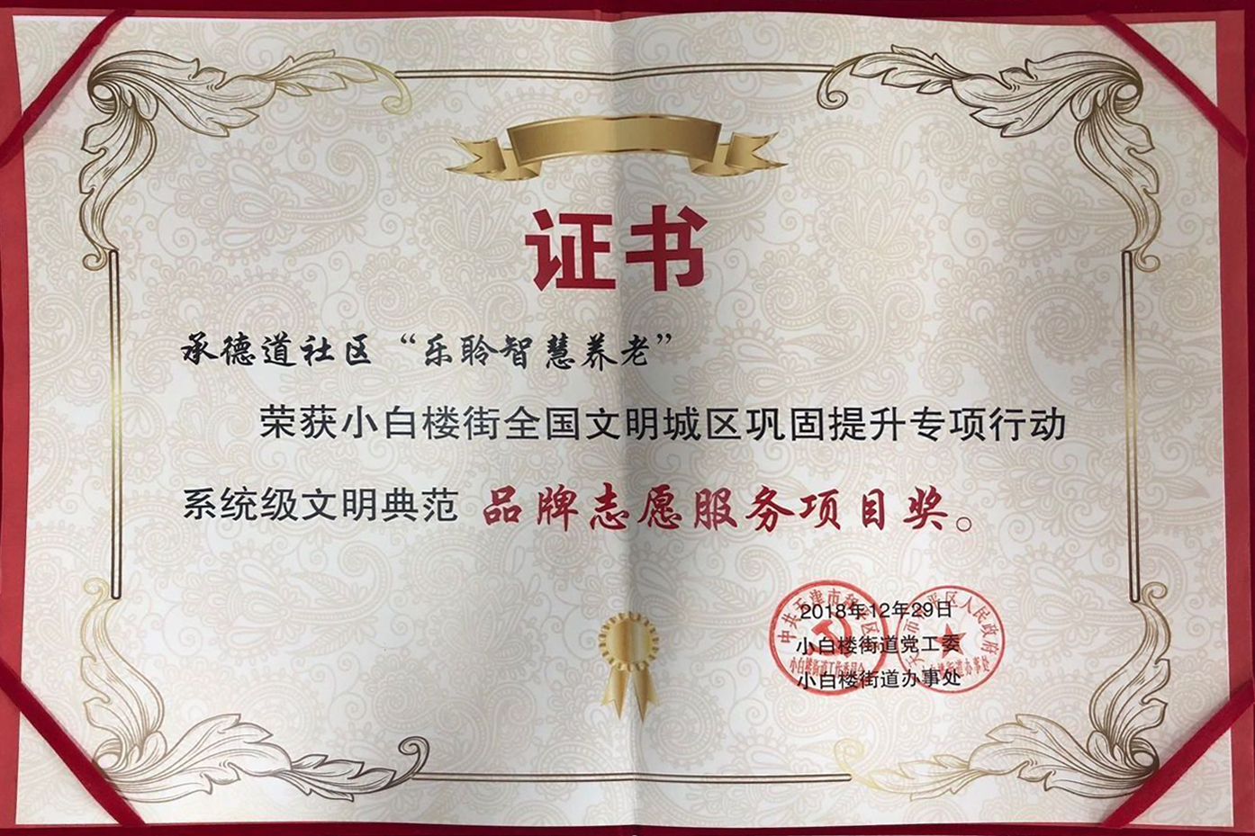 品牌自愿服务项目奖